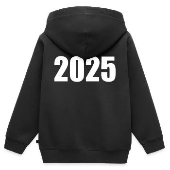 2025 - Kinder Premium Organic Zip Hoodie - Schwarz - Hinten - AI Model Kid Male (0cm)
