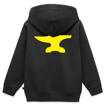 Enclume jaune - Sweat Premium à capuche zippé enfant bio - noir - Dos - AI Model Kid Male (0cm)