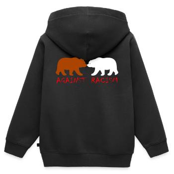 contre le racisme - Sweat Premium à capuche zippé enfant bio - noir - Dos - AI Model Kid Male (0cm)