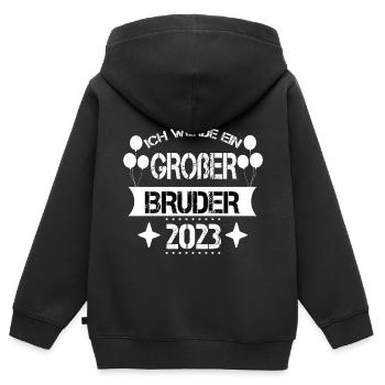 Großer Bruder 2023 Party, Ich werde großer Bruder - Kinder Premium Organic Zip Hoodie - Schwarz - Hinten - AI Model Kid Male (0cm)