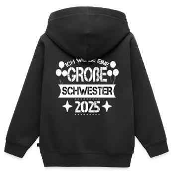 Ich werde eine große Schwester 2025 - Kinder Premium Organic Zip Hoodie - Schwarz - Hinten - AI Model Kid Male (0cm)