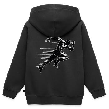 Bahnläufer Sprinter Sprint 100m Sprinter - Kinder Premium Organic Zip Hoodie - Schwarz - Hinten - AI Model Kid Male (0cm)