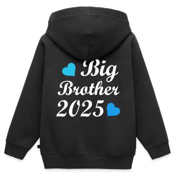 2025 werde ich ein großer Bruder, großer Bruder - Kinder Premium Organic Zip Hoodie - Schwarz - Hinten - AI Model Kid Male (0cm)