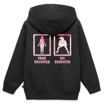 Deine Tochter, meine Tochter - Kinder Premium Organic Zip Hoodie - Schwarz - Hinten - AI Model Kid Male (0cm)