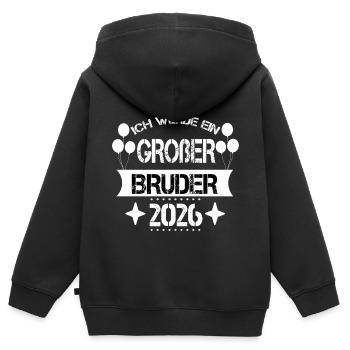Ich Werde Ein Großer Bruder 2026 - Kinder Premium Organic Zip Hoodie - Schwarz - Hinten - AI Model Kid Male (0cm)