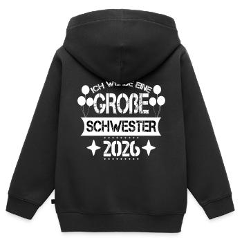 Ich Werde Eine Große Schwester 2026 - Kinder Premium Organic Zip Hoodie - Schwarz - Hinten - AI Model Kid Male (0cm)
