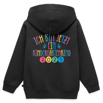 I'm now a kindergarten child 2025 - Kids Premium Organic Zip-up Hoodie - black - Back - AI Model Kid Male (0cm)