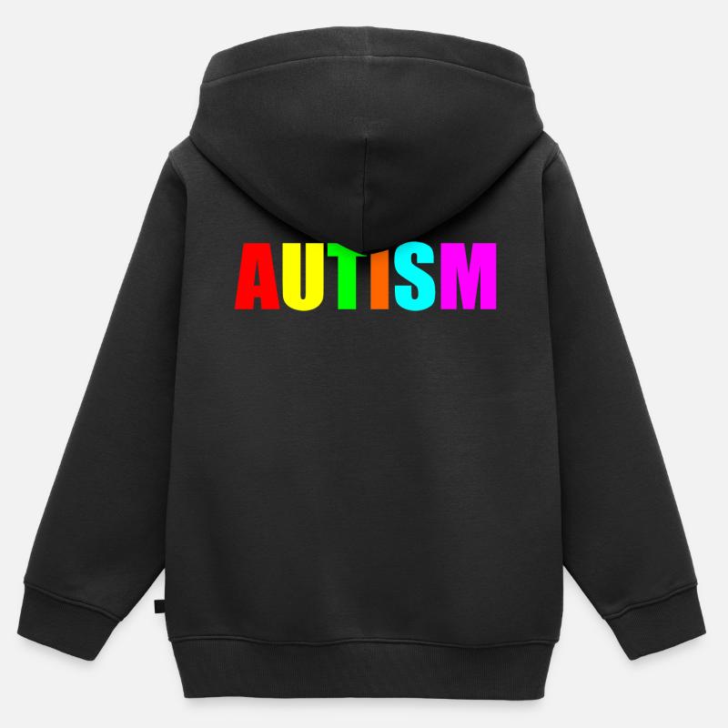 citation autisme - Sweat Premium à capuche zippé enfant bio - noir
