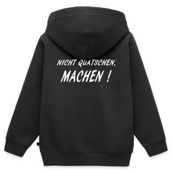 nicht quatschen machen w - Kinder Premium Organic Zip Hoodie - Schwarz - Hinten - AI Model Kid Male (0cm)