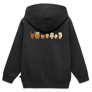 Famille de chouettes - Sweat Premium à capuche zippé enfant bio - noir - Dos - AI Model Kid Male (0cm)