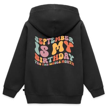 September Geburtstag - Kinder Premium Organic Zip Hoodie - Schwarz - Hinten - AI Model Kid Male (0cm)