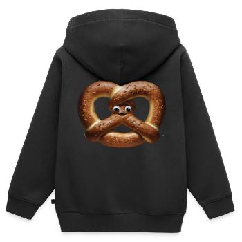 Glückliche Brezel - Kinder Premium Organic Zip Hoodie - Schwarz - Hinten - AI Model Kid Male (0cm)