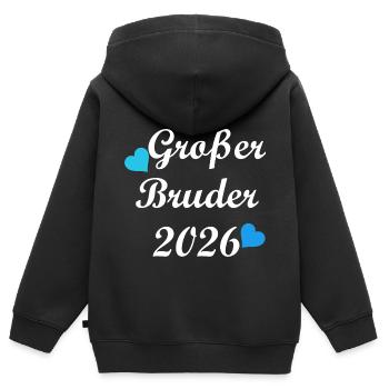 Werdender Großer Bruder 2026 Herz Design - Kinder Premium Organic Zip Hoodie - Schwarz - Hinten - AI Model Kid Male (0cm)