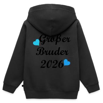 Großer Bruder 2026 Werdender Großer Bruder - Kinder Premium Organic Zip Hoodie - Schwarz - Hinten - AI Model Kid Male (0cm)