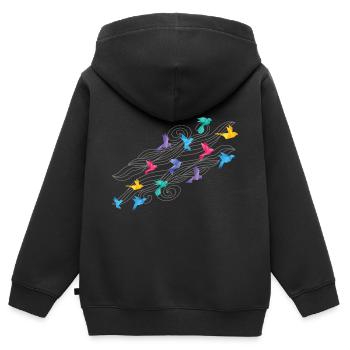 Bricolage papier grue plis en papier origami - Sweat Premium à capuche zippé enfant bio - noir - Dos - AI Model Kid Male (0cm)