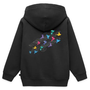 Plis en papier grue cadeau japon origami - Sweat Premium à capuche zippé enfant bio - noir - Dos - AI Model Kid Male (0cm)