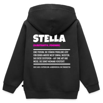 Stella ist mein Name - Kinder Premium Organic Zip Hoodie - Schwarz - Hinten - AI Model Kid Male (0cm)