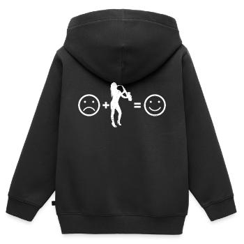 Femmes Hommes Saxophone Saxophone Saxophone Saxophone Saxophone Saxophone - Sweat Premium à capuche zippé enfant bio - noir - Dos - AI Model Kid Male (0cm)