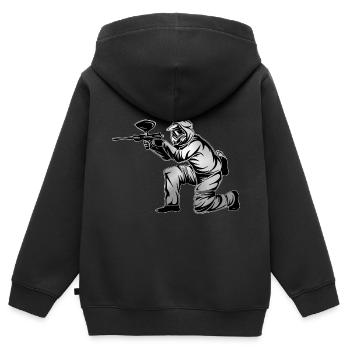 Paintball - Kinder Premium Organic Zip Hoodie - Schwarz - Hinten - AI Model Kid Male (0cm)
