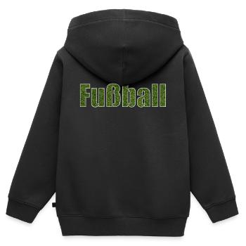 Fussball - Kinder Premium Organic Zip Hoodie - Schwarz - Hinten - AI Model Kid Male (0cm)