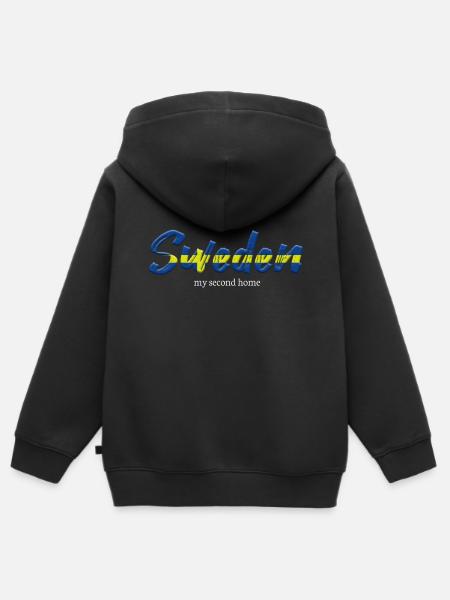 Sweden second home Sweden flag holiday saying - Kids Premium Organic Zip-up Hoodie - black