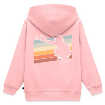 Base-ball - Sweat Premium à capuche zippé enfant bio - rose - Dos - AI Model Kid Female (0cm)