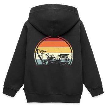 Bagger Baustelle - Kinder Premium Organic Zip Hoodie - Schwarz - Hinten - AI Model Kid Male (0cm)