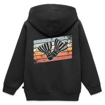 Badminton Federball - Kinder Premium Organic Zip Hoodie - Schwarz - Hinten - AI Model Kid Male (0cm)