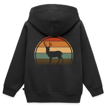 Reh - Kinder Premium Organic Zip Hoodie - Schwarz - Hinten - AI Model Kid Male (0cm)