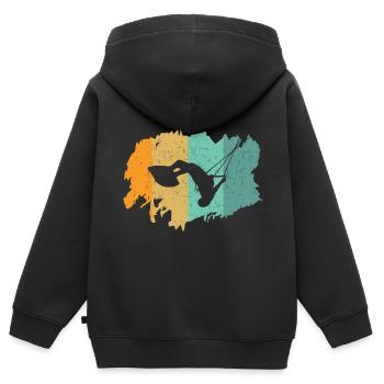 Kitesurfing - Kinder Premium Organic Zip Hoodie - Schwarz - Hinten - AI Model Kid Male (0cm)