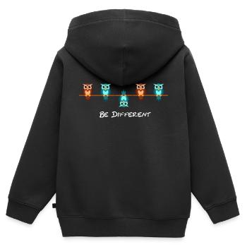 Be different - Kinder Premium Organic Zip Hoodie - Schwarz - Hinten - AI Model Kid Male (0cm)