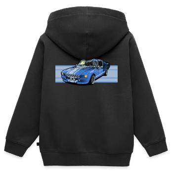 Sportwagen - Kinder Premium Organic Zip Hoodie - Schwarz - Hinten - AI Model Kid Male (0cm)
