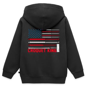 Croquet King - Kinder Premium Organic Zip Hoodie - Schwarz - Hinten - AI Model Kid Male (0cm)