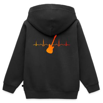 Guitariste Guitariste Guitariste Guitare Femme - Sweat Premium à capuche zippé enfant bio - noir - Dos - AI Model Kid Male (0cm)