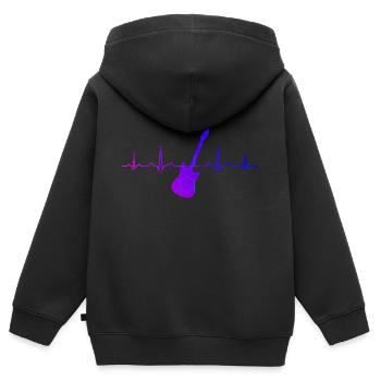 Guitariste Guitariste Guitariste Guitariste Guitare Homme - Sweat Premium à capuche zippé enfant bio - noir - Dos - AI Model Kid Male (0cm)