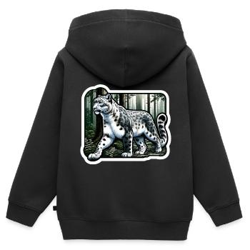 Snow Leopard Leopard White Leopard - Kids Premium Organic Zip-up Hoodie - black - Back - AI Model Kid Male (0cm)