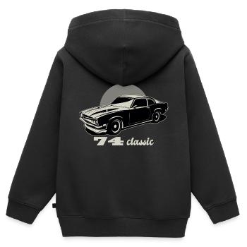 74 Klassisches Muscle-Car-Auto - Kinder Premium Organic Zip Hoodie - Schwarz - Hinten - AI Model Kid Male (0cm)