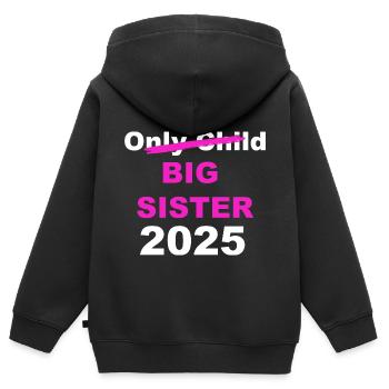 La future grande sœur ne sera plus enfant unique en 2025 - Sweat Premium à capuche zippé enfant bio - noir - Dos - AI Model Kid Male (0cm)