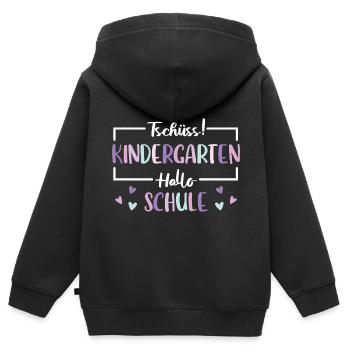 Kindergarten Abschied Schule Einschulung - Kinder Premium Organic Zip Hoodie - Schwarz - Hinten - AI Model Kid Male (0cm)