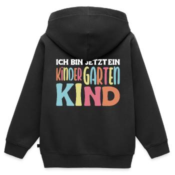 ich bin jetzt ein Kindergartenkind Kindergarten - Kinder Premium Organic Zip Hoodie - Schwarz - Hinten - AI Model Kid Male (0cm)
