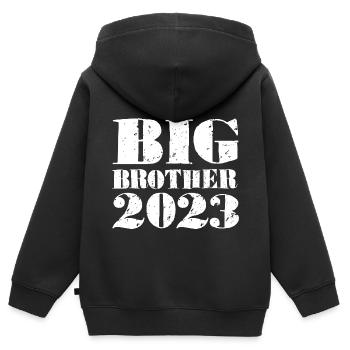 Großer Bruder 2023 - Kinder Premium Organic Zip Hoodie - Schwarz - Hinten - AI Model Kid Male (0cm)