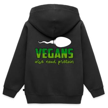 Vegans also need protein - Kids Premium Organic Zip-up Hoodie - black - Back - AI Model Kid Male (0cm)