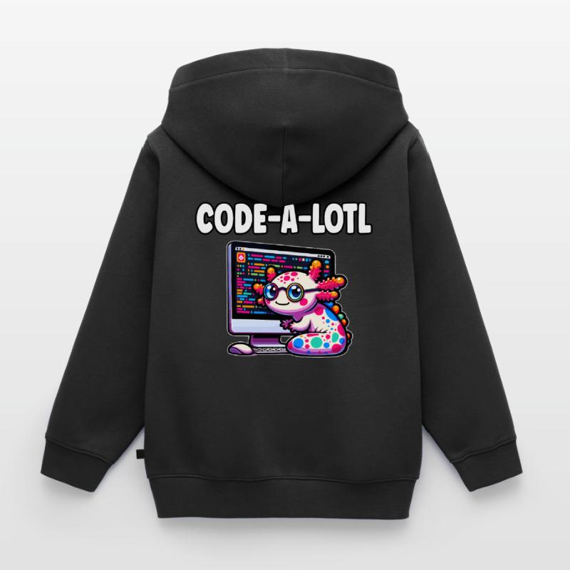 Funny Coding Axolotl Programming Gift Kids Premium Organic Zip-up Hoodie