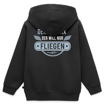 Der Tut Nix Der Will Nur Fliegen Pilot - Kinder Premium Organic Zip Hoodie - Schwarz - Hinten - AI Model Kid Male (0cm)