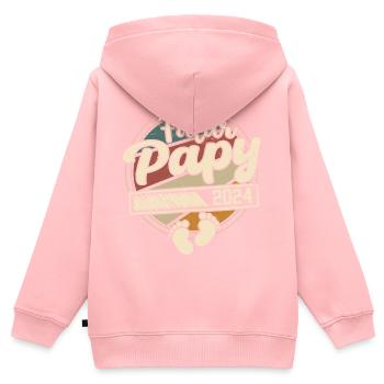 Futur Papy 2024 Cadeau annonce grossesse Homme - Sweat Premium à capuche zippé enfant bio - rose - Dos - AI Model Kid Female (0cm)