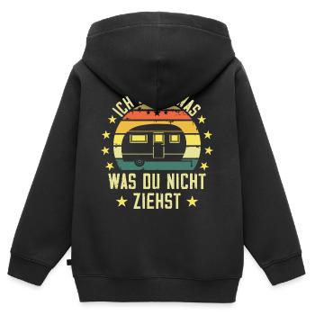 Ich ziehe was was du nicht ziehst Wohnwagen Camper - Kinder Premium Organic Zip Hoodie - Schwarz - Hinten - AI Model Kid Male (0cm)
