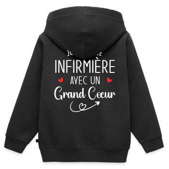 Ich bin eine Krankenschwester mit einem großen Herzen - Kinder Premium Organic Zip Hoodie - Schwarz - Hinten - AI Model Kid Male (0cm)