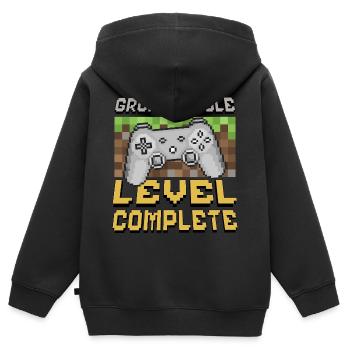 Grundschule level complete Pixel Geschenk - Kinder Premium Organic Zip Hoodie - Schwarz - Hinten - AI Model Kid Male (0cm)