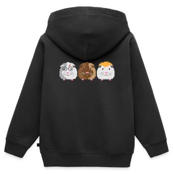 Trois petits cochons d'Inde mignons - Sweat Premium à capuche zippé enfant bio - noir - Dos - AI Model Kid Male (0cm)