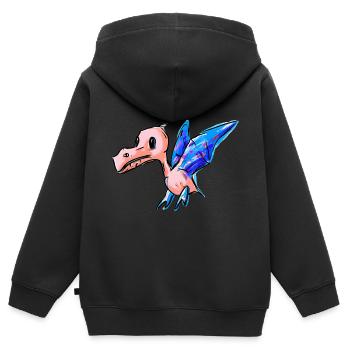 Ptérodactyle volant - Sweat Premium à capuche zippé enfant bio - noir - Dos - AI Model Kid Male (0cm)